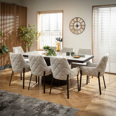 Quatropi Cora & Hastings Modern 8 Seater Dining Set Grey Ceramic