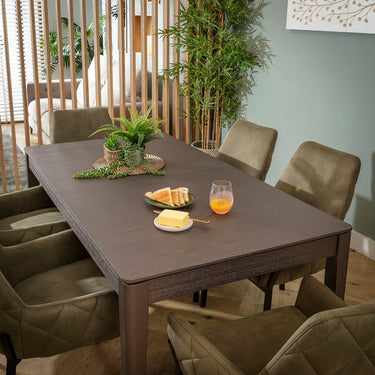 Quatropi Cora & Ruben Large 6 Seater Extendable Dining Set Green & Brown Wood