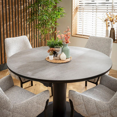 Quatropi Cora & Venus 4 Seater Round Extendable Dining Set Grey Ceramic