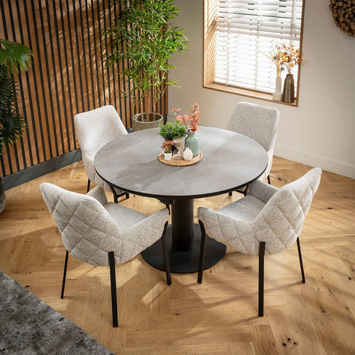 Cora & Venus 4 Seater Round Extendable Dining Set Grey Ceramic