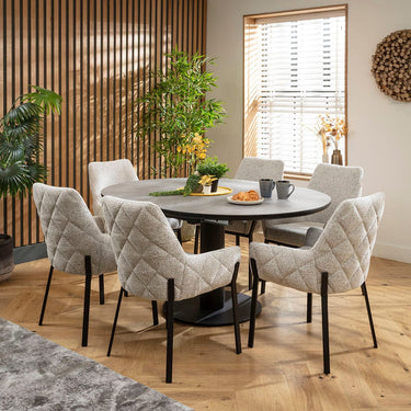 Quatropi Cora & Venus 6 Seater Round Extendable Dining Set Grey Ceramic