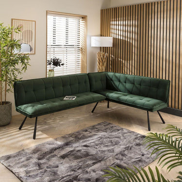 Quatropi Corner Bench Dining Set Left-Hand Ceramic Extending Table 5 Seater Green