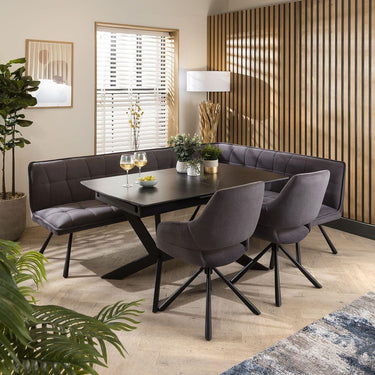 Quatropi Corner Bench Dining Set Left-Hand Ceramic Extending Table 8 Seater Grey