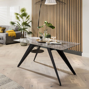 Quatropi Corner Bench Dining Set Right-Hand Ceramic Marble Table 5 Seater Grey