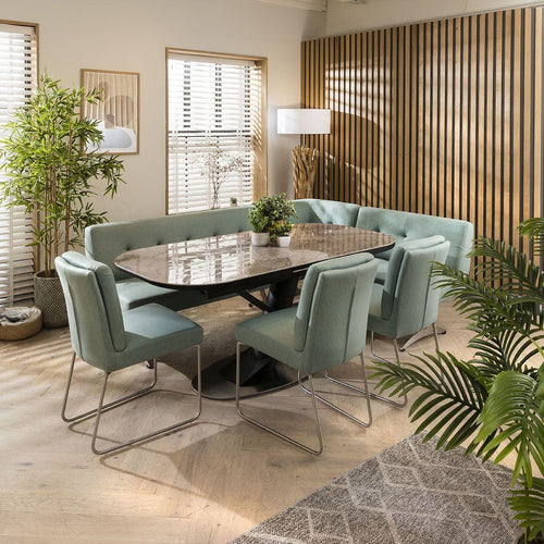 Taylor Ceramic Extending Corner Bench Dining Set Green & Grey LR3