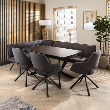 Quatropi Corner Dining Set Right-Hand Ceramic Extending Table 8 Seater Grey