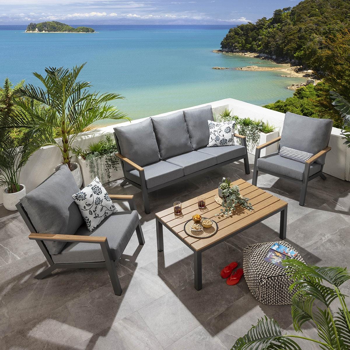 Quatropi Darwin 5 Seater Outdoor Garden Sofa Set Grey