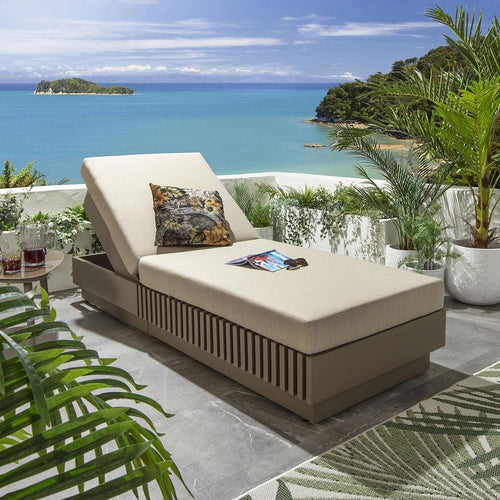 Deck Luxury Cushioned Sun Lounger Beige 200x80cm