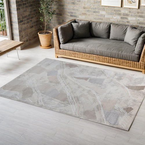 Deco Large Rug Brown / Beige / Grey / White / Silver 200 X 290cm