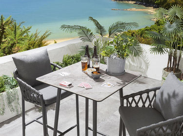 Quatropi Deluxe Garden High Bar Table | Grey Aluminium & Ceramic Top 70cm × 70cm
