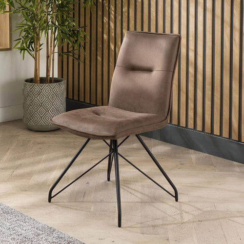 Detroit Dining Room Chair Brown Leather-Look Fabric