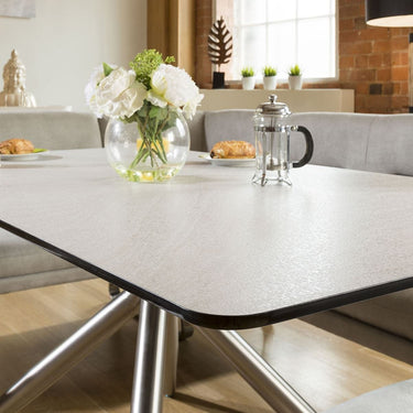 Quatropi Dining Table Stone Grey / White Top Rectangle Melamine 1600 x 900mm