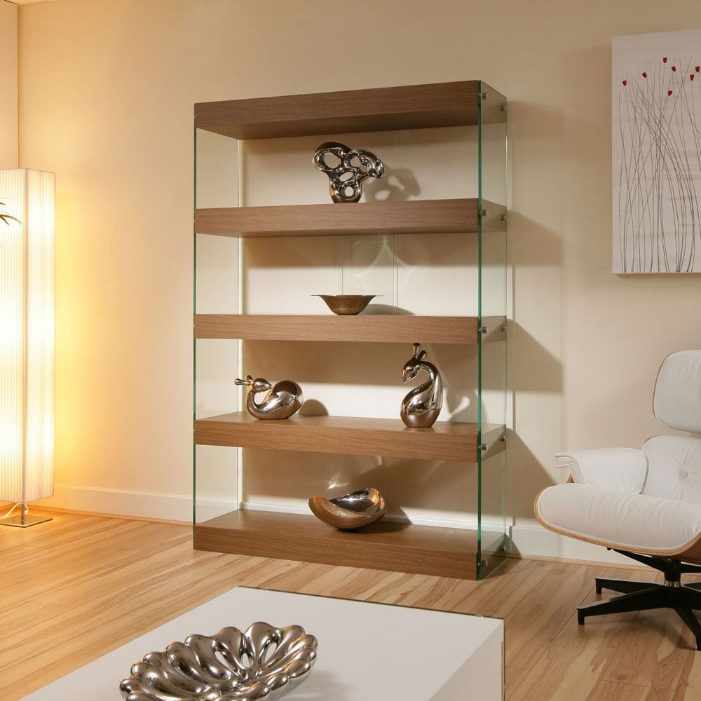 Quatropi Display Cabinet / Shelving Unit / Shelves Walnut / Glass Modern New