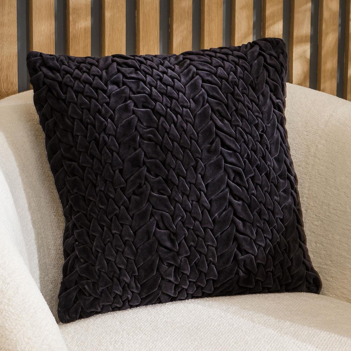 Quatropi Dunand Velvet Scatter Cushion Black 45cm