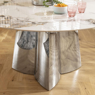 Quatropi Dynasty Round 6 Seat Ceramic Marble Dining Table White 150cm