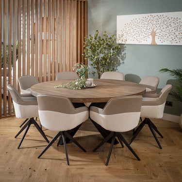 Quatropi Echo & Glasgow Wooden 8 Seater Round Dining Set White & Reclaimed Oak