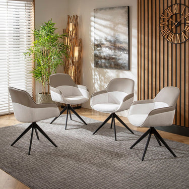 Quatropi Echo & Rudie 6 Seater Round Extendable Dining Set White Ceramic