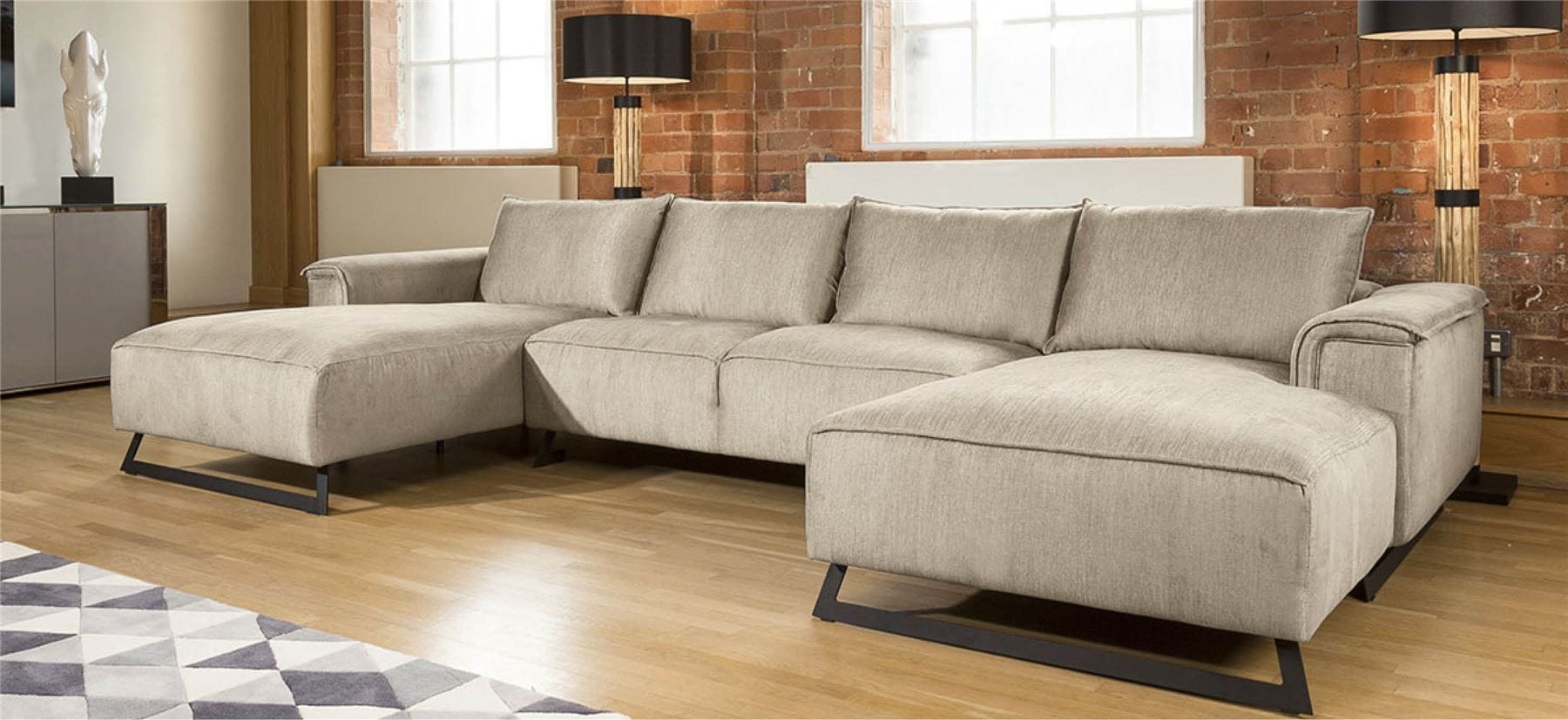 Quatropi Effie Super Wide Stylish Sofa with 2 x 1.9m deep chaise lounges 3.8mt