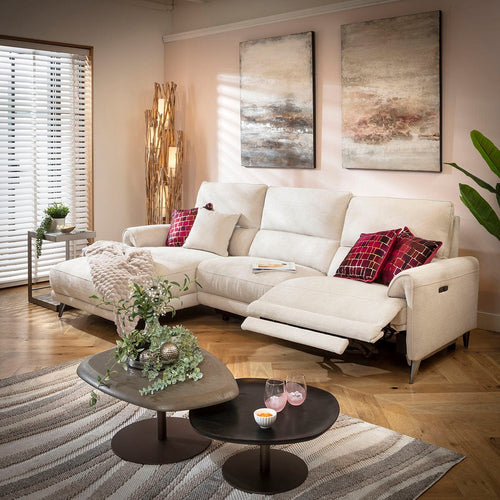 Merlin 3 Seater Electric Recliner Sofa with Left-Hand Chaise Cream 270x160cm
