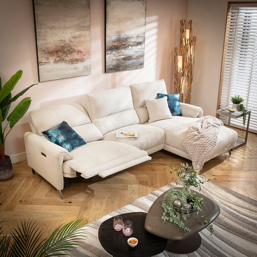 Merlin 3 Seater Electric Recliner Sofa with Right-Hand Chaise Cream 270x160cm
