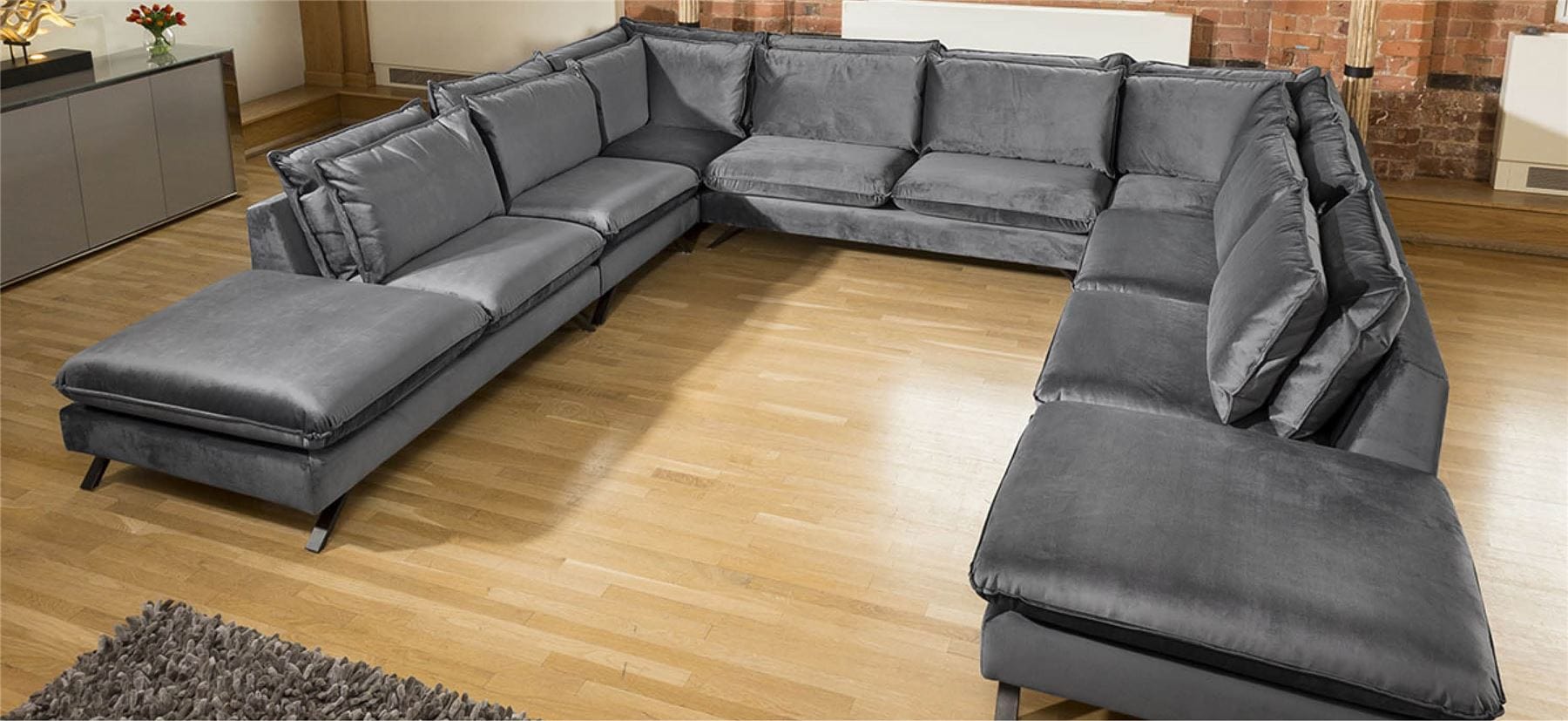 Quatropi Ellie Extra Large U Shape Modular Cinema Sofa Many Fabrics 3.8 x 3.51m