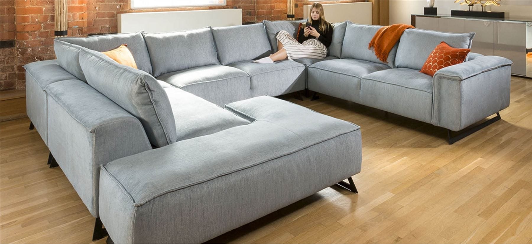Quatropi Enormous U Shape Cinema Effie Modular Sofa Made to Order 3.8 x 3.0m