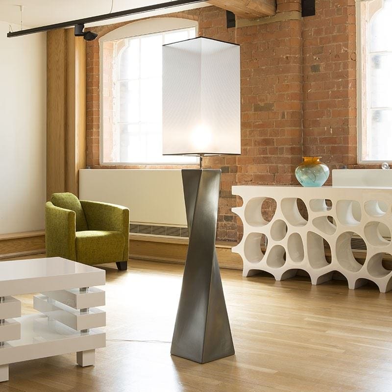Quatropi Envy Lighting Designer Standard Floor Lamp Large Silver/White Twiss FL