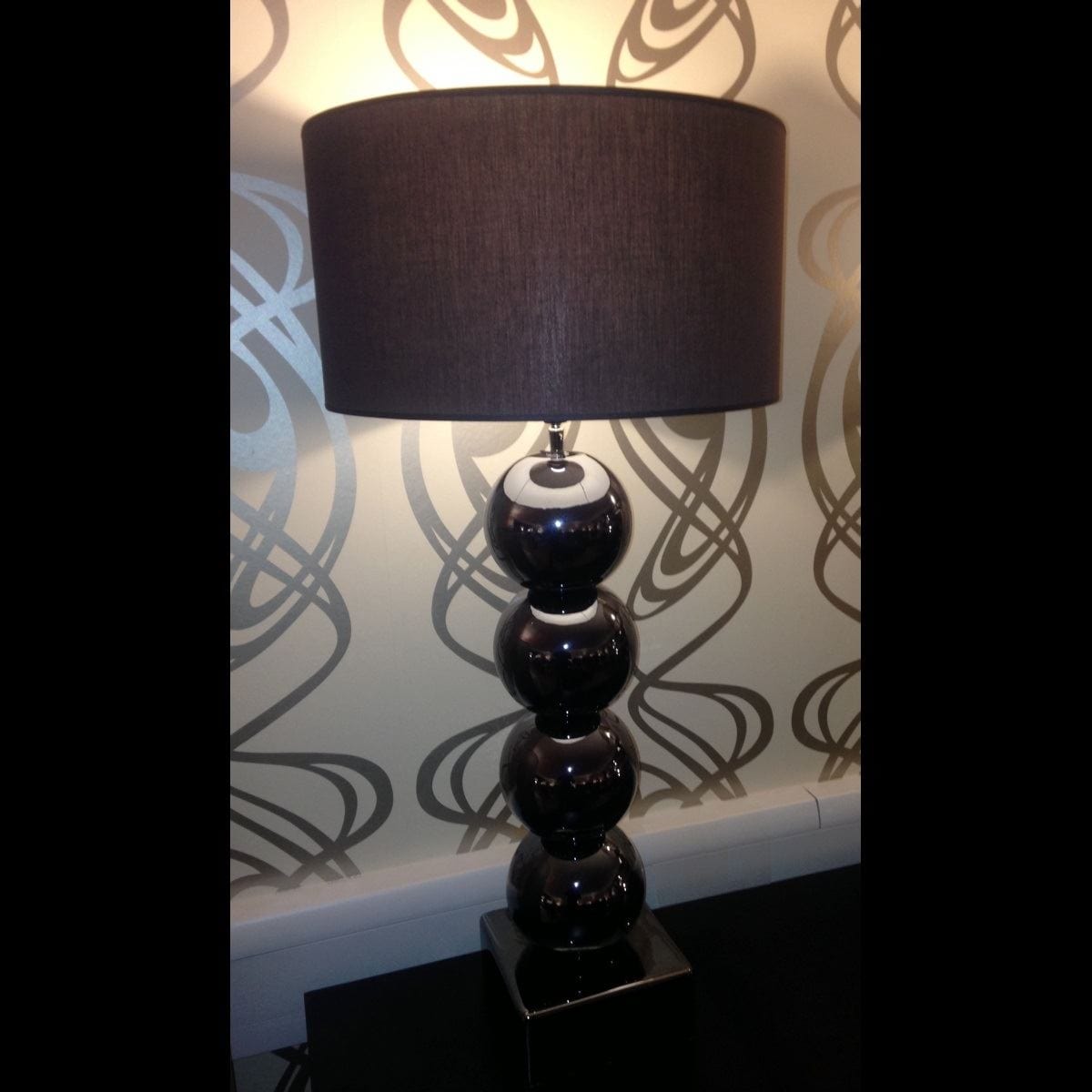 Quatropi Envy Lighting Modern Designer Table / Bedside Lamp Bilba Black Chrome