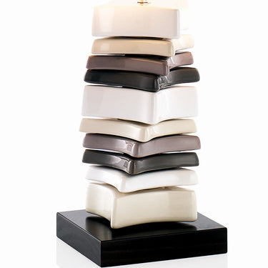 Quatropi Envy Lighting Modern Designer Tall Table Bedside Lamp White Grey 4390