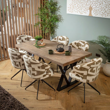 Quatropi Enzo & Glasgow Wooden 6 Seater Dining Set Green & Reclaimed Oak
