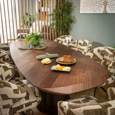 Quatropi Enzo & Phoenix Large Modern 8 Seater Dining Set Green & Walnut