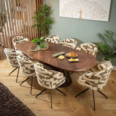 Quatropi Enzo & Phoenix Large Modern 8 Seater Dining Set Green & Walnut