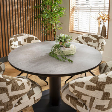 Quatropi Enzo & Venus 4 Seater Round Extendable Dining Set Green & Grey Ceramic