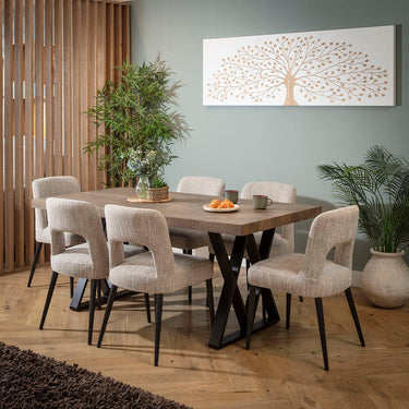 Quatropi Evie & Glasgow Wooden 6 Seater Dining Set Brown & Reclaimed Oak