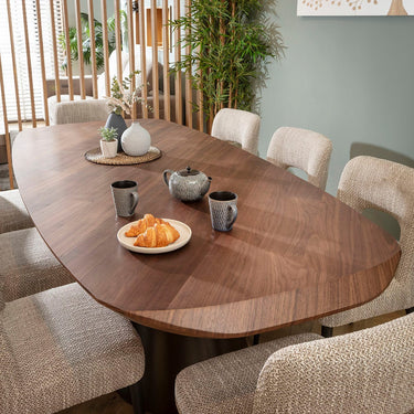 Quatropi Evie & Phoenix Large Modern 8 Seater Dining Set Brown & Walnut