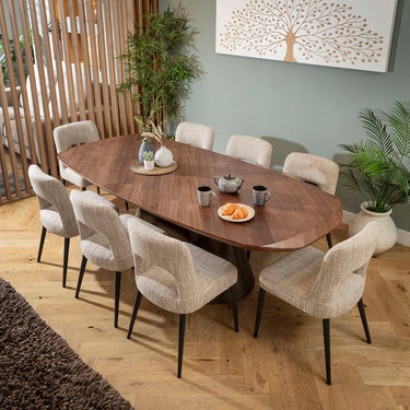 Quatropi Evie & Phoenix Large Modern 8 Seater Dining Set Brown & Walnut