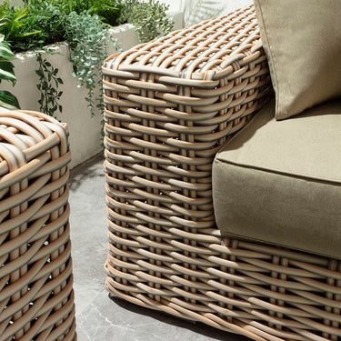 Quatropi Ex-Display Pair of Luxury Rattan Garden Armchairs – Green Cushions