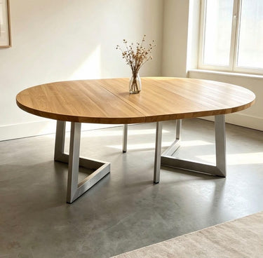Quatropi ExDisplay 150cm x 250cm Luxury Round Dining Table Oak Wood Natural #14