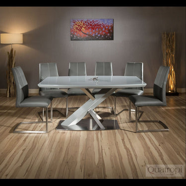 Quatropi Exdisplay Rectangular Modern Dining Table Grey Glass 160x90cm 5212