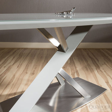 Quatropi Exdisplay Rectangular Modern Dining Table Grey Glass 160x90cm 5212