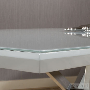 Quatropi Exdisplay Rectangular Modern Dining Table Grey Glass 160x90cm 5212