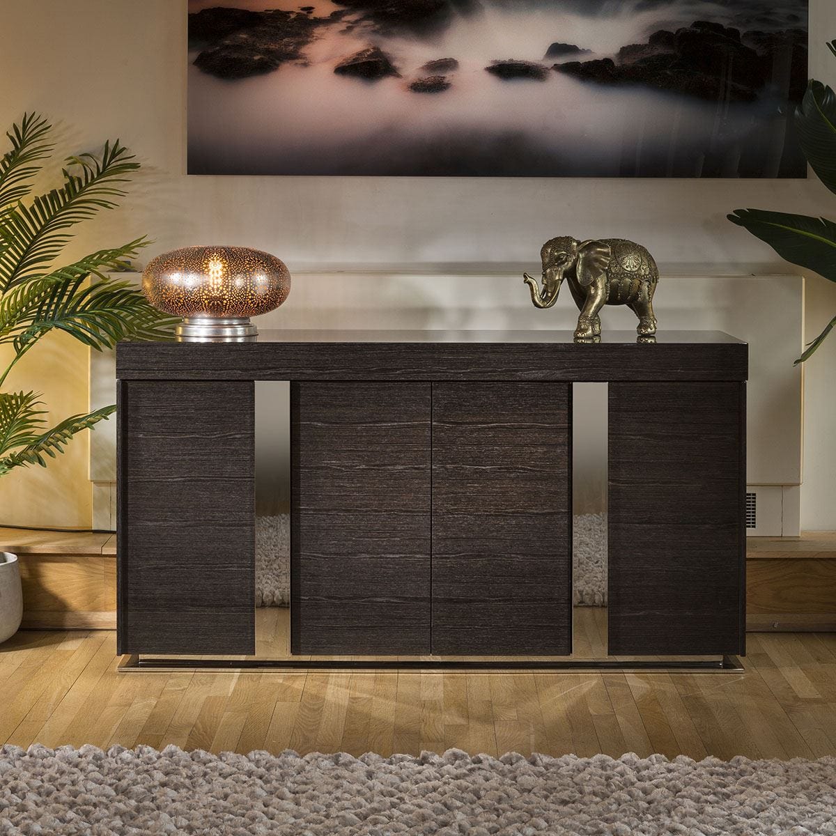 Quatropi ExDisplay Sideboard / Cabinet / Buffet in Lacquered Black Grain 1.6mtr 912M