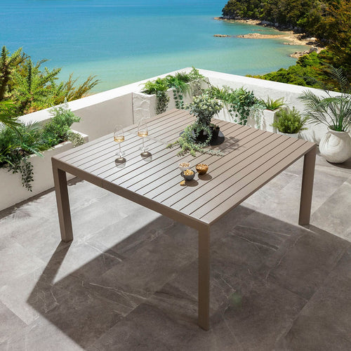 Atlas 8 Seater Extendable Outdoor Garden Dining Table Beige 150cm