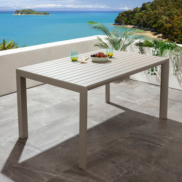 Quatropi Extendable Outdoor Garden Dining Table Square 8 Seater Grey Aluminium 150cm