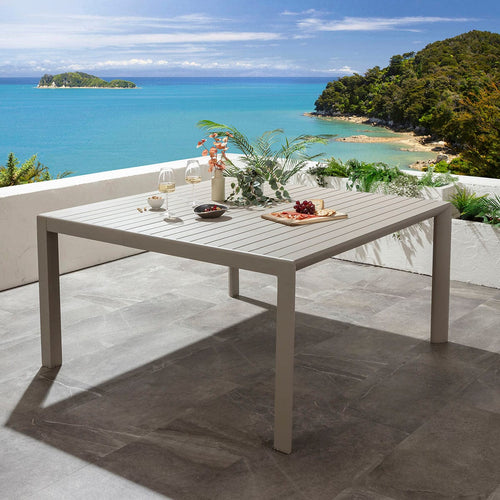 Atlas 8 Seater Extendable Outdoor Garden Dining Table Almond Grey 150cm