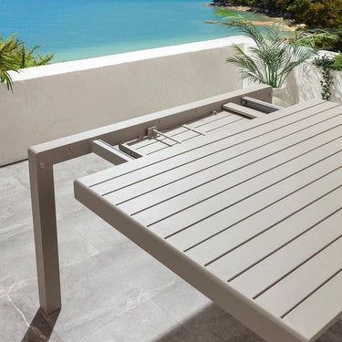 Quatropi Extendable Outdoor Garden Dining Table Square 8 Seater Grey Aluminium 150cm