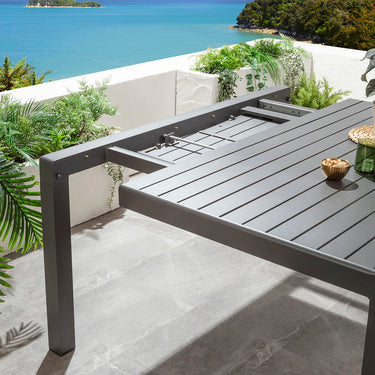 Quatropi Extendable Outdoor Garden Dining Table Square 8 Seater Grey Aluminium 150cm