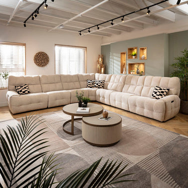 Quatropi Extra Large 7 Seater Recliner L-Shape Corner Sofa Couch Beige Chenille 380x380cm 17