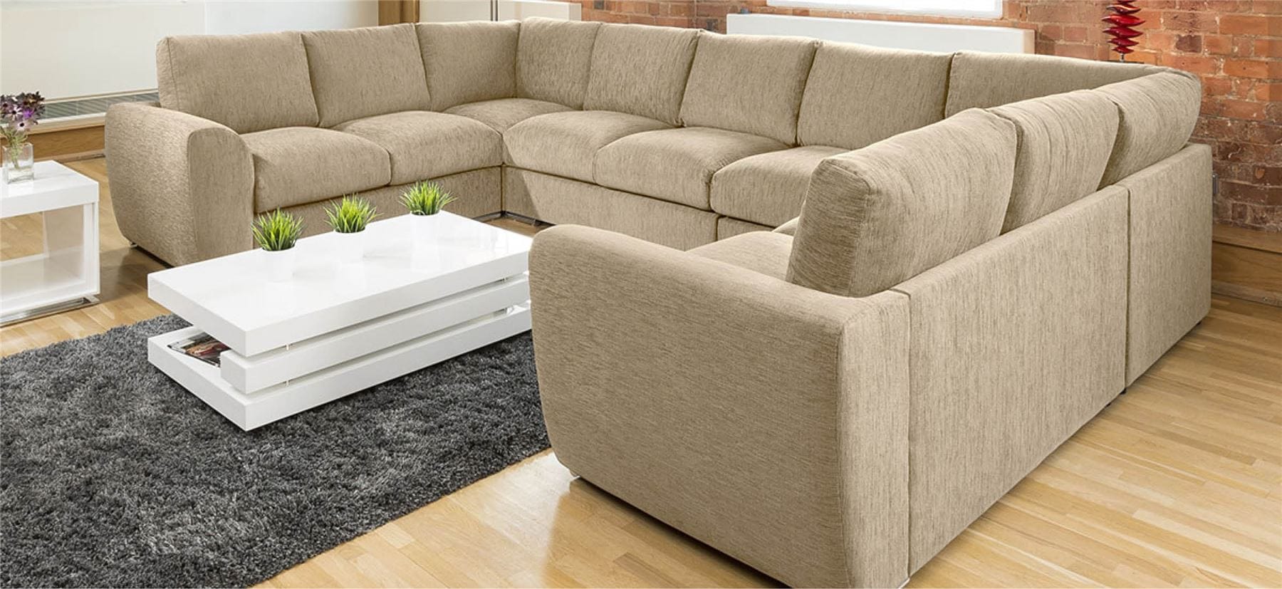 Quatropi Extra Large Cinema Sofa Set Settee Corner Group U Shape Grey 4.0x2.6m