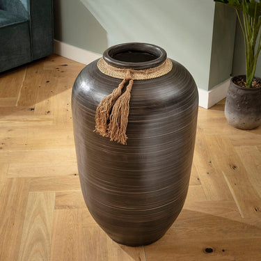 Quatropi Extra Large Floor Standing Decorative Indoor Pot Vase Textured Black